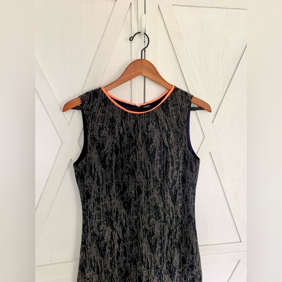 SOLD- Elie Tahari Marina Abstract Gray Jacquard Sheath Orange green Accent Dress - Picture 6 of 16